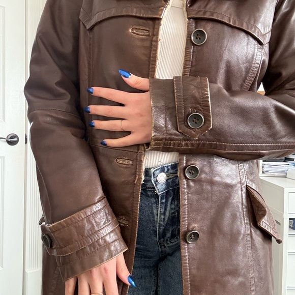 Brown Shearling-Lined Women's Coat - Picture 3 of 5